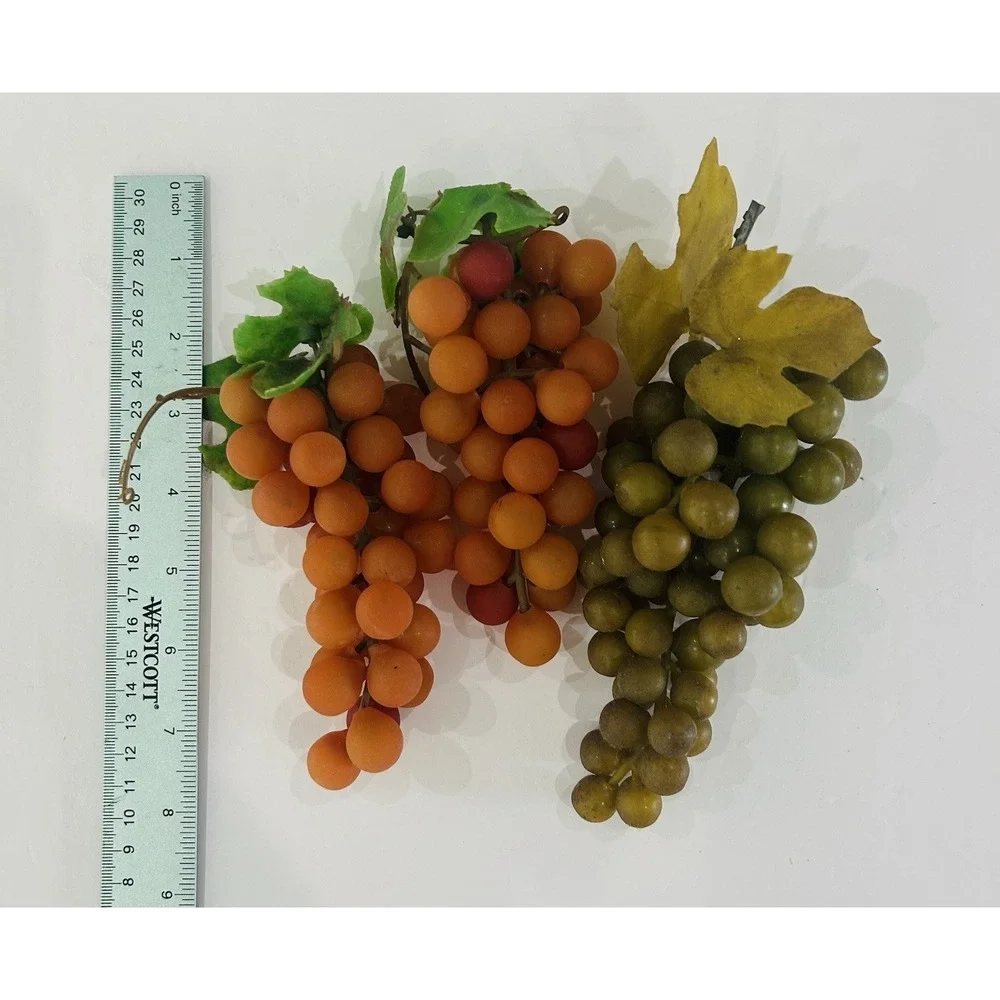 Lot Of 3 Vintage Faux Grapes‎ Realistic Decorative Fruit Rubber Plastic Decor